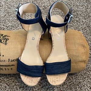 Women’s Unisa Denim Strapy Cork Heeled Sandal